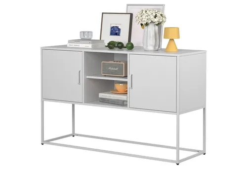 Odikalo Sideboard Metallschrank - Geräumige Aufbewahrung in Weiß/Schwarz - Sideboard mit 6 Fächern und robustem Stahl, ideal für stilvolle Aufbewahrung in jedem Raum. Umweltfreundliche Oberfläche und einfache Montage machen es zur perfekten Wahl.