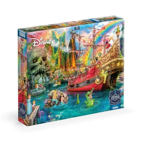 Ceaco – Sapphire Select – Disney – Aimee Stewart – Peter Pan Meerjungfrau Lagune – 1000 Teile Puzzle – Herausfordernd & Spaß – Blaue Rückseite Puzzlebrett – Geschenkbox – Poster in voller Größe