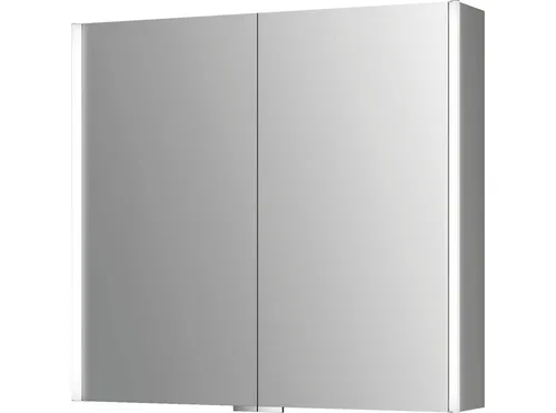 jokey Spiegelschrank StyleAlu 80cm Aluminium - Spiegelschrank in Silber mit 2 doppelseitigen Spiegeltüren und 3 variabel einsetzbaren Glaseinlegeböden. Ideal für Ihr Badezimmer, bietet zusätzliche LED-Beleuchtung für eine optimale Ausleuchtung.