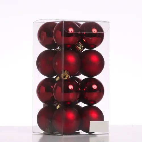 Christbaumkugeln Weihnachtskugeln Christbaumschmuck Kunststoff 4cm weinrot 16St.