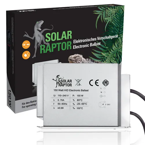 SolarRaptor EVG 150W für HID-Lamps - Elektrisches Vorschaltgerät für Terrarien, sorgt für konstante Lichtverhältnisse und optimale Bedingungen für Ihre Pflanzen und Tiere.