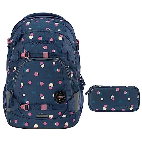 coocazoo MATE Schulrucksack-Set 2tlg inkl. Schlamperbox (Bubble Dreams) - Schultaschen-Set mit 30 Litern Stauraum, ergonomischem Tragekomfort und individueller Gestaltung durch austauschbare Klett-Patches - ideal für Sicherheit und Stil im Schulalltag.
