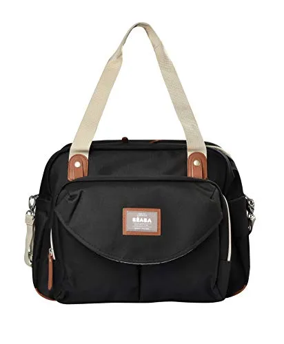 Béaba – Wickeltasche Genève II – Modulierbar, vielfältige Staumöglichkeiten – Vordertasche, Wickelunterlage – Isolierfach für Babynahrung, Befestigung für Kinderwagen – schwarz