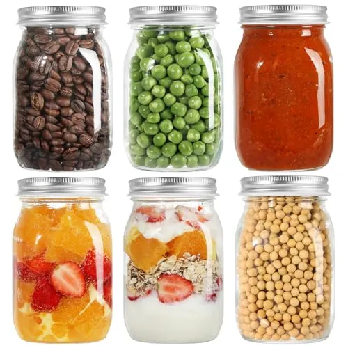 LIMILI Einmachgläser mit Schraubdeckel, 6 Stück 500ml Luftdichte Einmachglas Schraubgläser mit Deckel, Marmeladengläser, Einkochgläser, Schraubglas, Fermentieren Gläser