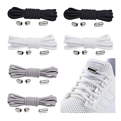 Paar Elastische Schnürsenkel mit Metallkapsel, Einstellbare Schnürsenkel Ohne Binden, Gummi Schuhbänder mit Kapseln, Gummischnürsenkel für Sneaker, Laufschuhe, Sporschuhe 6