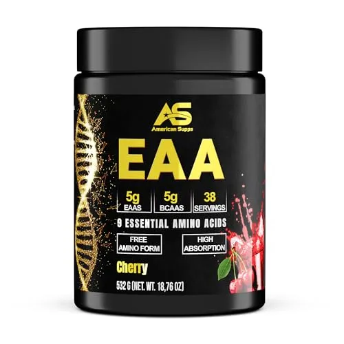 American Supps EAA Essential Amino Acids Pulver, 532 g - Nahrungsergänzungsmittel in Pulverform mit einer ausgewogenen Mischung essentieller Aminosäuren in köstlicher Kirschgeschmack. Ideal zur Unterstützung der täglichen Ernährung.