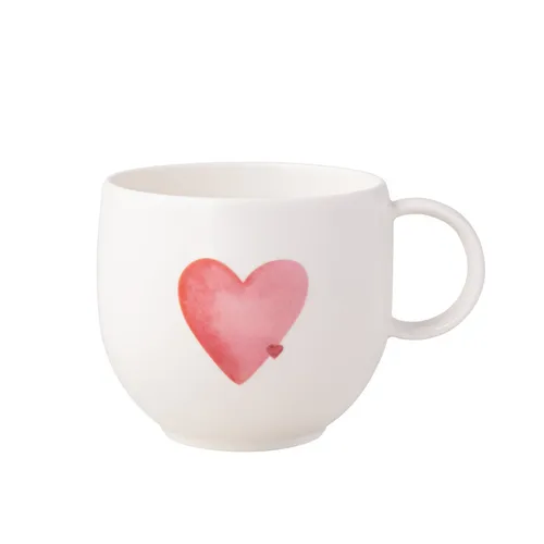 Villeroy & Boch With Love Henkelbecher Sending Love 290 ml - Thermobehälter - Fröhlicher Porzellanbecher mit liebevollen Motiven, ideal für Geschenke und eine glückliche Lebensweise. Mikrowellensicher und spülmaschinenfest.