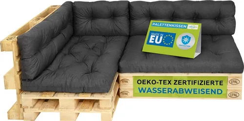 Pillows24 - Palettenkissen wasser- und UV-beständig - 6ER SET | Polster für Europaletten 120x80 - Palettenmöbel - Outdoor/Indoor, Graphit