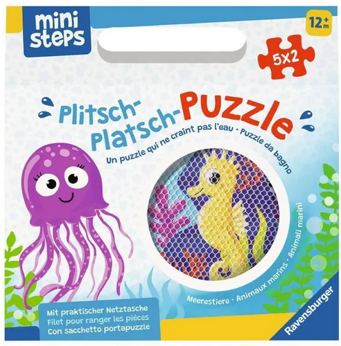 Ravensburger Puzzle 5 x 2 Teile ministeps Plitsch-Platsch-Puzzle Meerestiere 04588, 2 Puzzleteile
