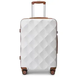 British Traveller Koffer 65 cm - ABS+PC Trolley mit TSA-Schloss - Koffer in Cremeweiß, ideal für Reisen, bietet Sicherheit durch TSA-Schloss und ist leicht und robust für stressfreies Reisen.