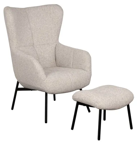 MR. DEKO® Ohrensessel Sava Beige mit Fußhocker von MR.DEKO