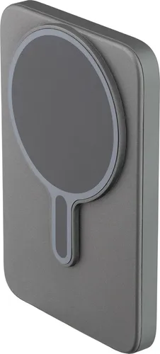 QUALO MagSafe Powerbank 5000 mAh 20W grau - Powerbank mit MagSafe-Kompatibilität für kabelloses Laden, schlankes Aluminiumdesign und 5000 mAh Kapazität – ideal für unterwegs.