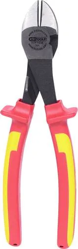 KS TOOLS ERGOTORQUE® VDE Kraft-Seitenschneider 117.1116 - VDE-zertifizierter Seitenschneider für alle Drahtarten, geringerer Kraftaufwand dank induktiv gehärteter Präzisionsschneiden und ergonomischem 2-Komponentengriff.