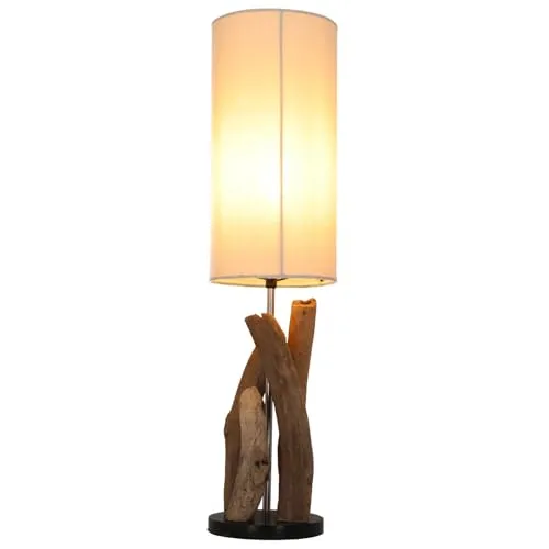 GURU SHOP Tischleuchte/Tischlampe, in Bali Handgemachtes Unikat aus Naturmaterial, Treibholz, Baumwolle - Modell Dili, 60x15x15 cm