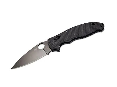 Spyderco Unisex – Erwachsene Taschenmesser Manix2 G-10 Black Blade Plainedge, schwarz, 20,3 cm