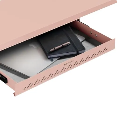 Desktronic Schreibtisch-Organizer Rosa - Schubladenbox für Büro, Schule und Homeoffice mit robuster Metallschublade, die leise öffnet und schließt – ideal zur Organisation von Schreibwaren und Essentials.