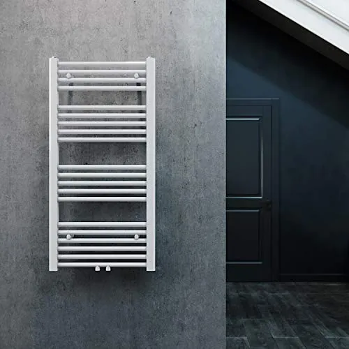 ELEGANT Heizkörper Bad 1000x500 mm Weiß Badheizkörper Mittelanschluss Handtuchwärmer Handtuchtrockner Heizkörper