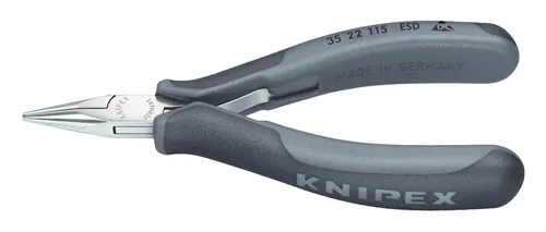 Knipex 35 22 115 ESD Spitzzange Gerade 115mm - Präzisionszange für Elektronik und Feinmechanik mit elektrisch ableitenden Griffen. Ideal zum Greifen und Biegen. Hochwertiger Spezial-Werkzeugstahl für Langlebigkeit.