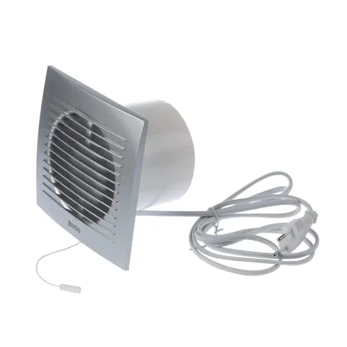 EUROPLAST Ø 100mm Wandventilator Lüfter Abluft Kabel Schalter Ventilator Küche WC Bad - Kunststoff - Silber