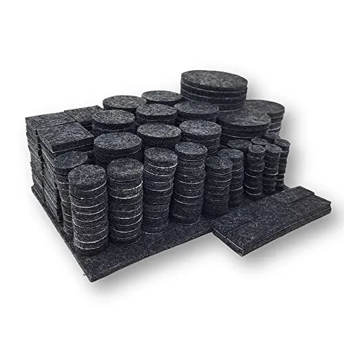 Filzgleiter selbstklebend – Möbelgleiter Set in 8 Größen - Bodenschoner für Stühle, Tische & Möbelbeine – Kratzschutz-Pads mit extra starkem Kleber - Möbelschoner schwarz 300 x