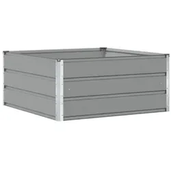 vidaXL Pflanzkübel Hellgrau 100 x 100 x 45 cm aus Stahl - Moderner Pflanzkübel mit robustem Stahl, ideal für stilvolle Gestaltung von Garten und Terrasse. Langlebig und pflegeleicht, bringt er frischen Wind in deinen Außenbereich.