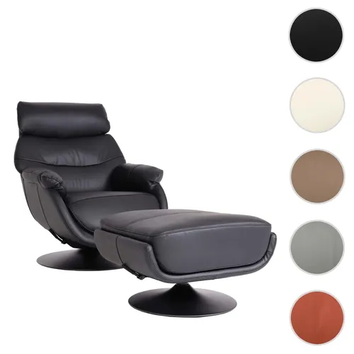 Relaxsessel HWC-K99 mit Hocker, drehbar und mit Wippfunktion - Moderne Relaxsessel mit Hocker aus Echtleder/Kunstleder, 360° drehbar und mit Wippfunktion für ultimativen Komfort im Wohnzimmer.