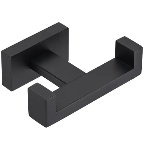 APLusee Doppel-Handtuchhaken, Edelstahl, quadratisch, Doppel-Kleiderhaken, Utility-Bad, Küche, Aufbewahrungs-Kleiderbügel, mattschwarz