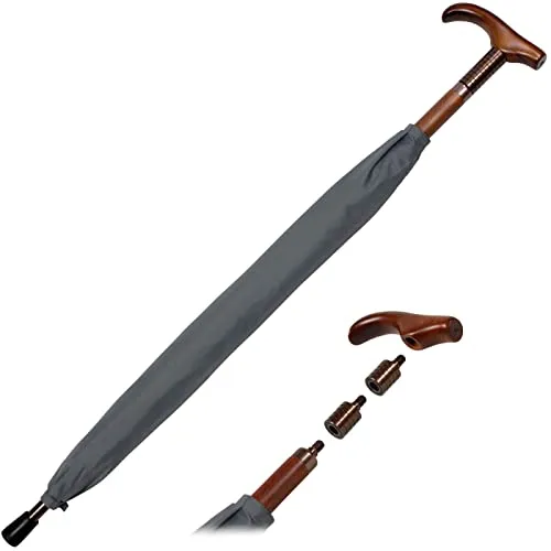 iX-brella Stützschirm höhenverstellbar mit Holzgriff - grau