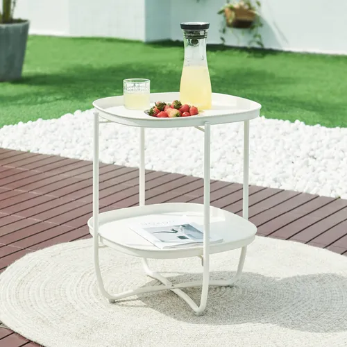 [en.casa] Outdoor Beistelltisch Sandefjord mit abnehmbaren Tabletts