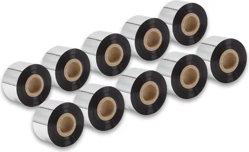 vhbw 10x Thermotransfer-Band kompatibel mit TSC TTP-345, TTP-344M Plus Drucker Etikettendrucker, Wischfest, 40 mm x 300 m, Wachs-Plus Schwarz