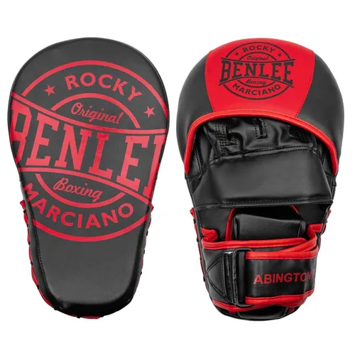 BENLEE Handpratzen ABINGTON PU - Kunstleder, Schwarz/Rot - Handpratzen aus hochwertigem Kunstleder in Einheitsgröße, ideal für effektives Training mit integriertem Handschuh für den Trainer.