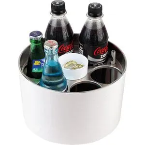 APS Flaschenkühler Conference 00620 - Weißer Kunststoff-Flaschenkühler, inklusive Kühlakku und Zubehör für bis zu 6 Flaschen