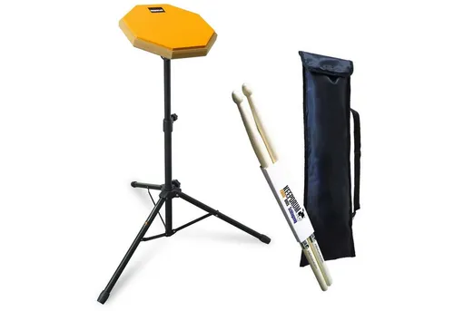 keepdrum Übungspad Orange 8 Zoll mit Stativ und Sticks - Schlagzeug-Zubehör mit realistischem Spielgefühl, ideal für Technik- und Geschwindigkeitsübungen. Inklusive Stativ und langlebigen Hickory Drumsticks.