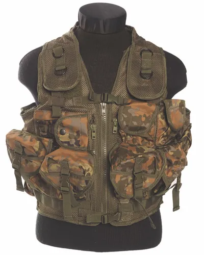Einsatzweste Tactical (9Ta.) - Militärische Sonderbekleidung für Security und SWAT - Flecktarn-Farbe für optimale Tarnung, ideal für Paintball und taktische Einsätze.