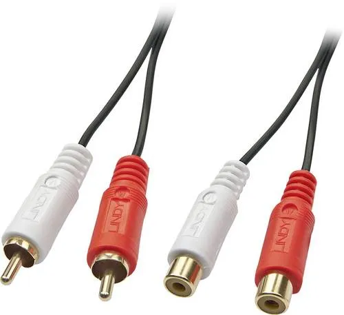 Cinch Audio Verlängerungskabel [2x Cinch-stecker in rot von Lindy