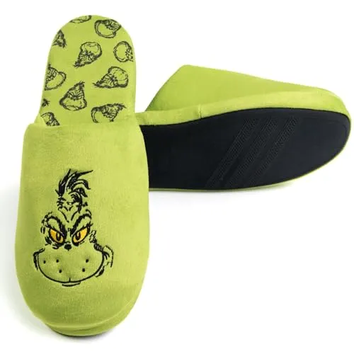 United Labels Grinch Hausschuhe für Damen und Herren, Grün, 42/43, Unisex Pantoffeln Winter, Puschen Weihnachten