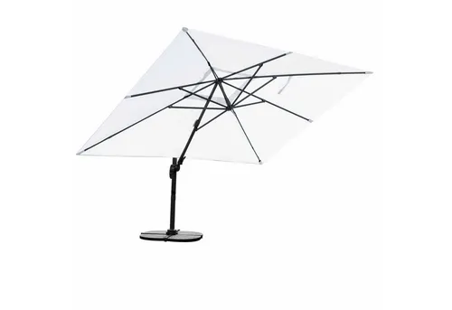 RS Trade Rechteckschirm Sonnenschirm 3m x 4m - Sonnenschirm mit UV-Schutz, 9-fach verstellbar und innovativer axialer Seitenneigung für optimalen Komfort im Outdoor-Bereich. Inklusive Regencover und Windsicherungen.