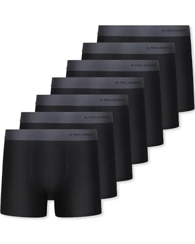 FM London 7er-Pack Boxershorts für Herren ohne Etikett - Atmungsaktive, Weiche und Dehnbare Unterhosen für Männer mit Hohem Baumwollanteil Schwarz,XL