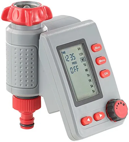 Royal Gardineer Digitaler Bewässerungscomputer BWC-100 - Micro-Drip-Bewässerungssystem, mit Display und Magnet-Ventil für eine präzise Gartenbewässerung, ideal für stressfreies Gießen.