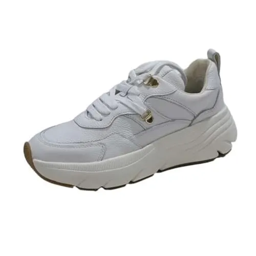 Geox Damen D DIAMANTA E Sneaker, White, 37 EU - Damen-Sneaker mit optimaler Stoßdämpfung, herausnehmbarer Innensohle und schnürbarem Verschluss für höchsten Tragekomfort.