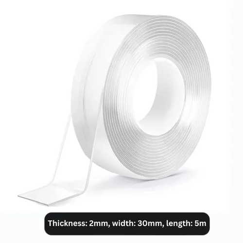 Extra Starkes Doppelseitiges Klebeband 30mm - Transparent - Wiederverwendbares & waschbares Nano-Gel-Klebeband für starke Haftung auf glatten Oberflächen. Ideal für Zuhause & Büro, rückstandsfrei entfernbar!