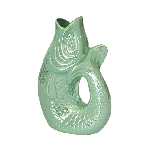 Monsieur Carafon - Rainbow Mint Vase und Karaffe - Vase und Karaffe aus Steingut im Fisch-Design, Farbe: Rainbow Mint, ideal für kreative Tischdekorationen und als einzigartiges Deko-Element.