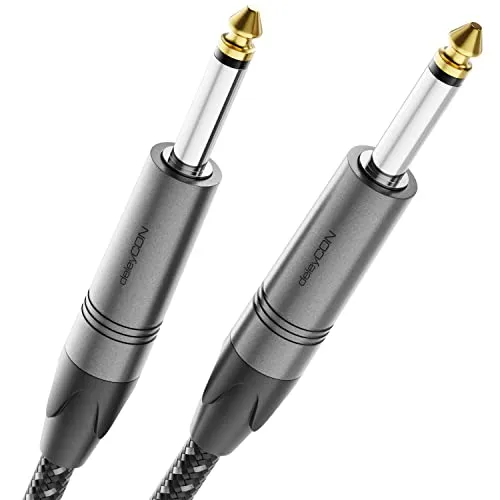 deleyCON 7,5m Instrumentenkabel 6,35mm auf 6,35mm Klinke Mono AUX - Studio Qualität - aus reinem OFC Kupfer (AWG24) - Klinkenkabel für E-Gitarre Bass Verstärker Mixer Keyboard