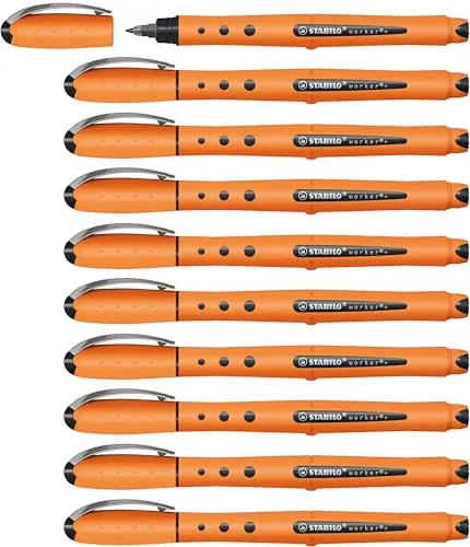 STABILO worker Tintenroller Schwarz 0.5 mm - Präziser Tintenroller mit wasserbasierter Tinte für flüssiges Schreiben und klare Linien. Ideal für Schule und Büro.