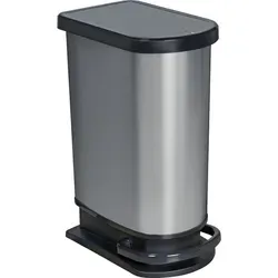 Rotho Abfalleimer Paso, 50 L, Silber - Küchenzubehör mit 50 L Fassungsvermögen, umweltfreundlich zertifiziert nach DIN EN ISO 14001, ideal für eine saubere und organisierte Küche