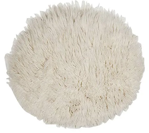 Theko | Runder Flokati Teppich aus 100% Schurwolle nachhaltiger Teppich FLOKOS 2450 | handgewebt | Farbe: Natur | 100 cm