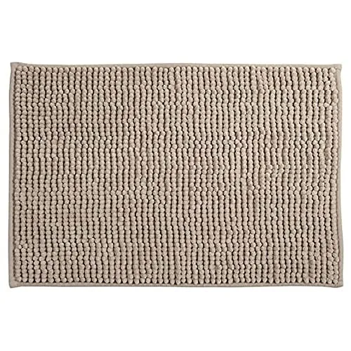 MSV Badteppich Badvorleger Duschvorleger Chenille Hochflor Badematte 40x60 cm – Taupe
