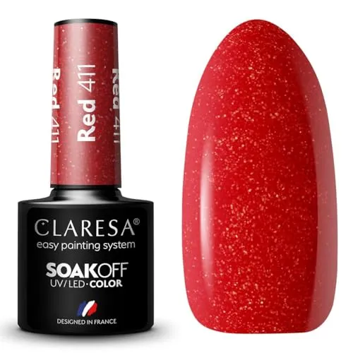 Claresa UV LED Nagellack Collection Hybrid Maniküre Soak Off Nail Polish, Farbe Rote, Nr 411, 5ml