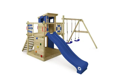 Wickey Spielturm Klettergerüst Smart Camp mit Schaukel und Rutsche - Outdoor-Spielplatz für den Garten: Der Smart Camp bietet einen großen Sandkasten, eine Kinderschaukel und eine Rutsche mit Wasseranschluss. Ideal für endlosen Spielspaß und sichere Abenteuer!