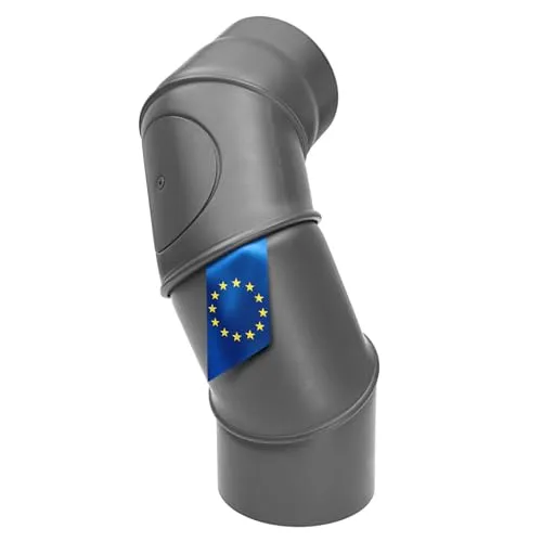 raik Rauchrohrbogen Multibogen mit Tür 150 mm - Abgasrohre: 4-teiliger Multibogen mit drehbarer Reinigungsöffnung, ideal für flexible Installationen und einfache Wartung. Hergestellt aus robustem 2 mm Stahlblech in hitzebeständigem Gussgrau.